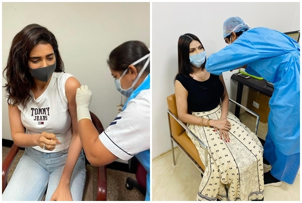 शर्लिन चोपड़ा, करिश्मा तन्ना ने लगवाया कोविड टीका