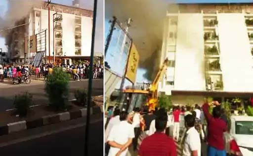 इंदौर के 3 स्टार होटल में भीषण आग, 3 फायर ब्रिगेड को बुझाने में 45 मिनट लगे